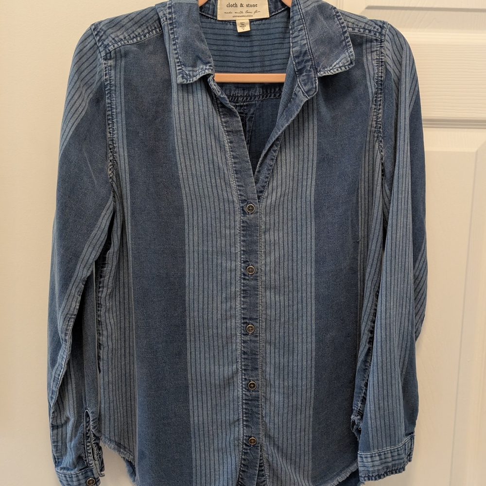 Cloth & Stone Blue Striped Button-Up